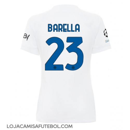 Camisa de Futebol Inter Milan Nicolo Barella #23 Equipamento Secundário Mulheres 2023-24 Manga Curta